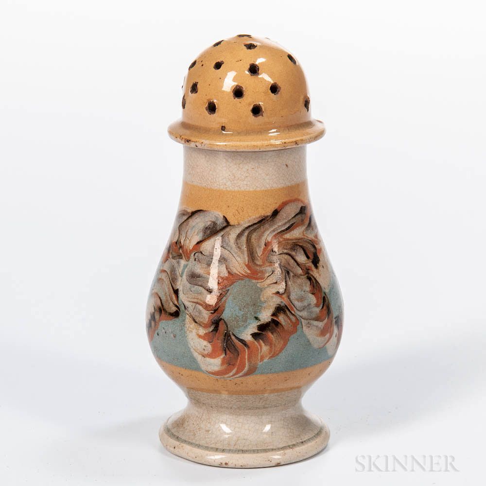 Appraisal: Slip-decorated Pepper Pot Slip-decorated Pepper Pot England early th century