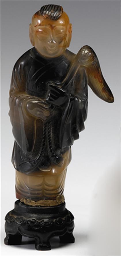 Appraisal: Good cameo agate snuff bottle and figure th century The