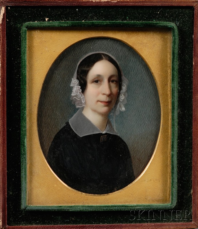 Appraisal: Pair of Portrait Miniatures and Three Related Daguerreotypes America mid-