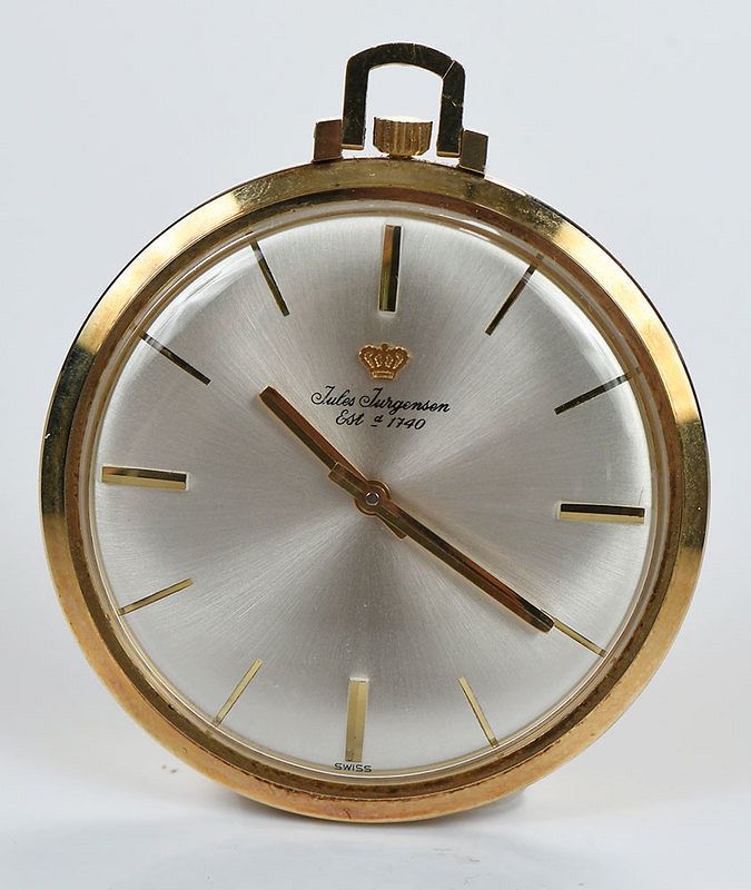 Appraisal: Jules Jurgensen kt Pocket Watch mm case gold-tone hour marks