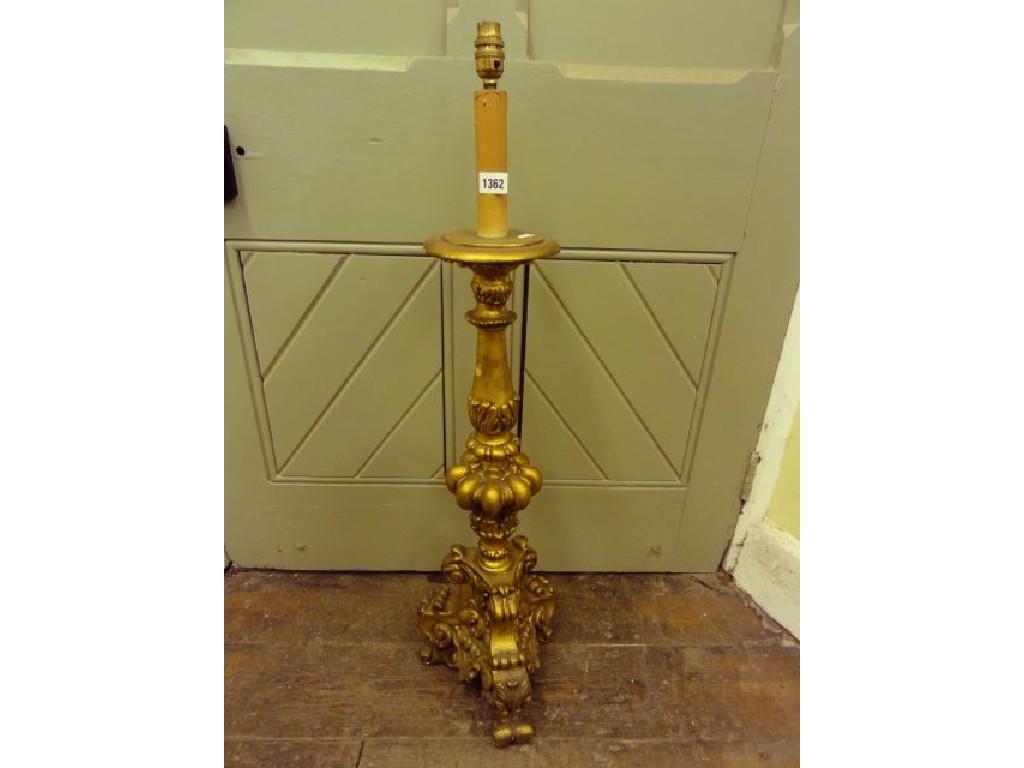 Appraisal: A Pricket style table lamp with scrolling acanthus detail and