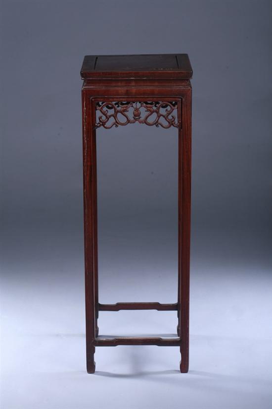 Appraisal: CHINESE ROSEWOOD STAND square top above carved apron legs joined