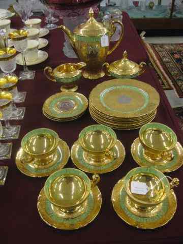 Appraisal: Gold Platinum Encrusted China Dessert Service includes coffeepot creamer sugar