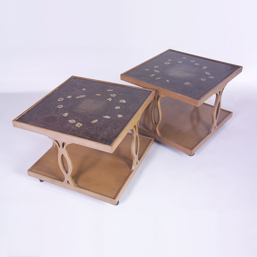 Appraisal: MAX KUEHNE Pair of side tables each with silver-leaf top