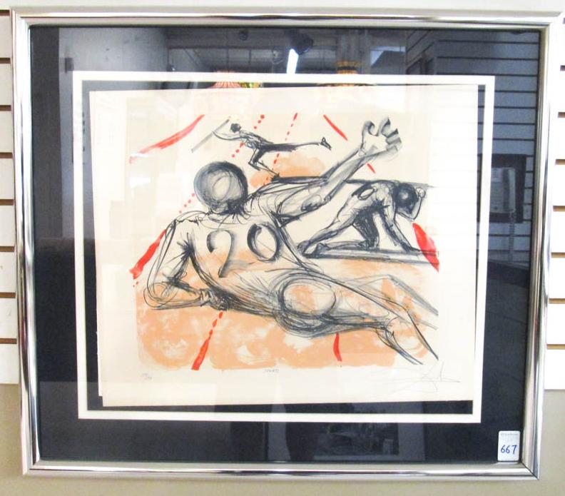 Appraisal: SALVADOR DALI LITHOGRAPH Spain - Sports circa Image measures x