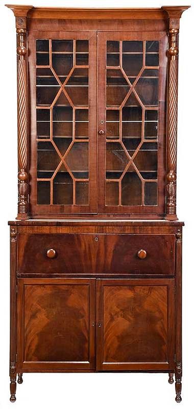 Appraisal: Southern Late Federal Mahogany Desk and Bookcase attributed to Petersburg