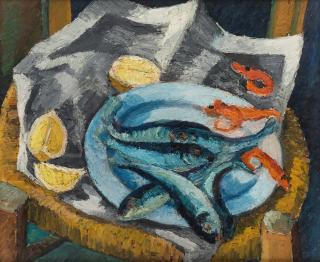 Appraisal: MELA MUTER POLISH - Still Life with Fish and Lemons