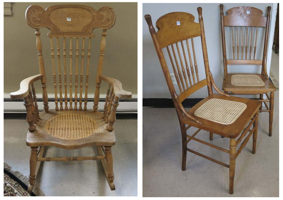 Appraisal: A SET OF FIVE ANTIQUE DINING CHAIRS AND A ROCKER