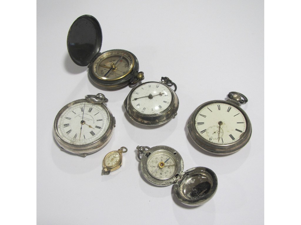 Appraisal: Lot comprising two silver pair cased pocket watches a white