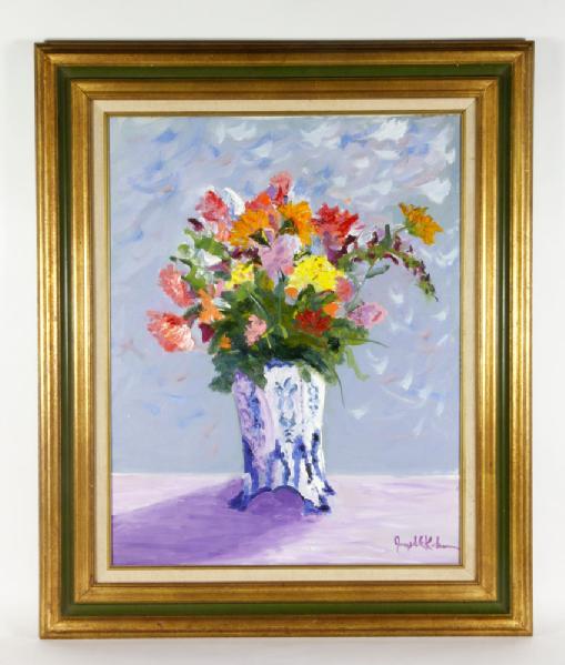 Appraisal: - Kaknes Flowers in a Pentagon Vase O C Joseph