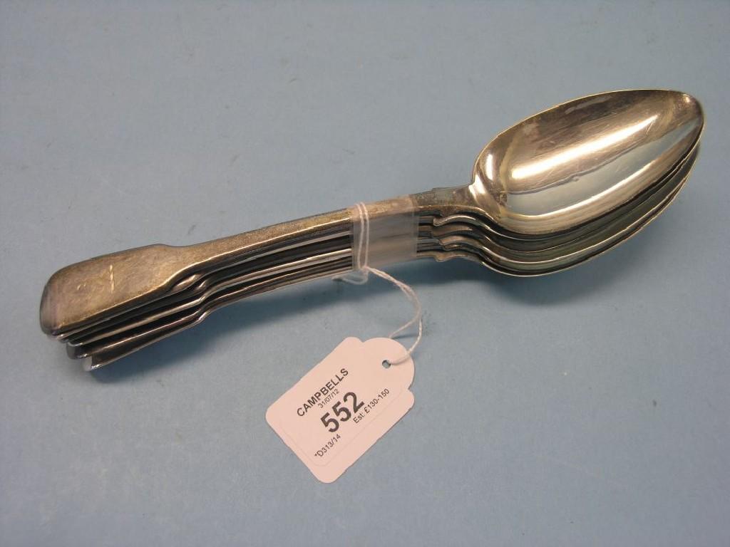 Appraisal: A matched set of six George III silver fiddle-pattern tablespoons