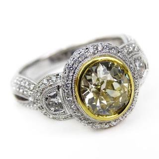 Appraisal: Approx Carat Oval Cushion Cut Fancy Yellow Diamond and Karat