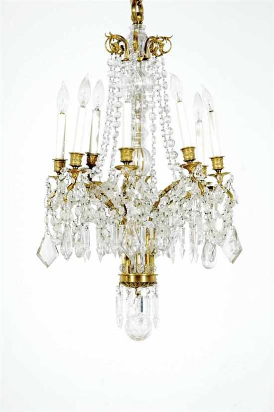 Appraisal: French gilt-bronze and crystal chandelier th early th century ornate