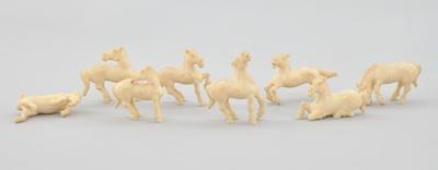 Appraisal: A Group of Eight Ivory Horses Carved ivory horses in