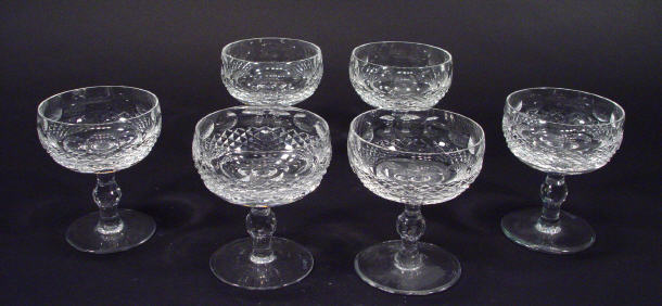 Appraisal: Six Waterford crystal goblets cut with 'Coleen' pattern etched factory