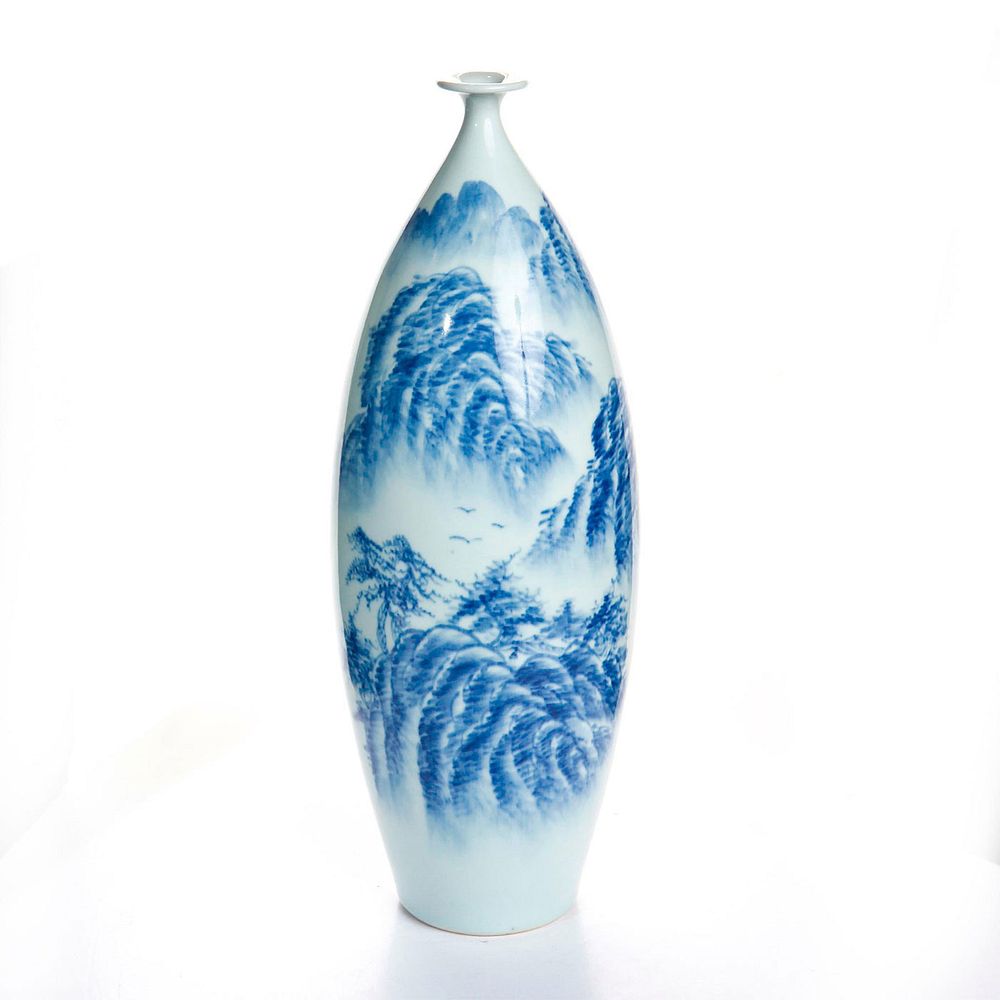 Appraisal: JAPANESE MEIJI PERIOD SIGNED KATO BLUE WHITE VASE A large