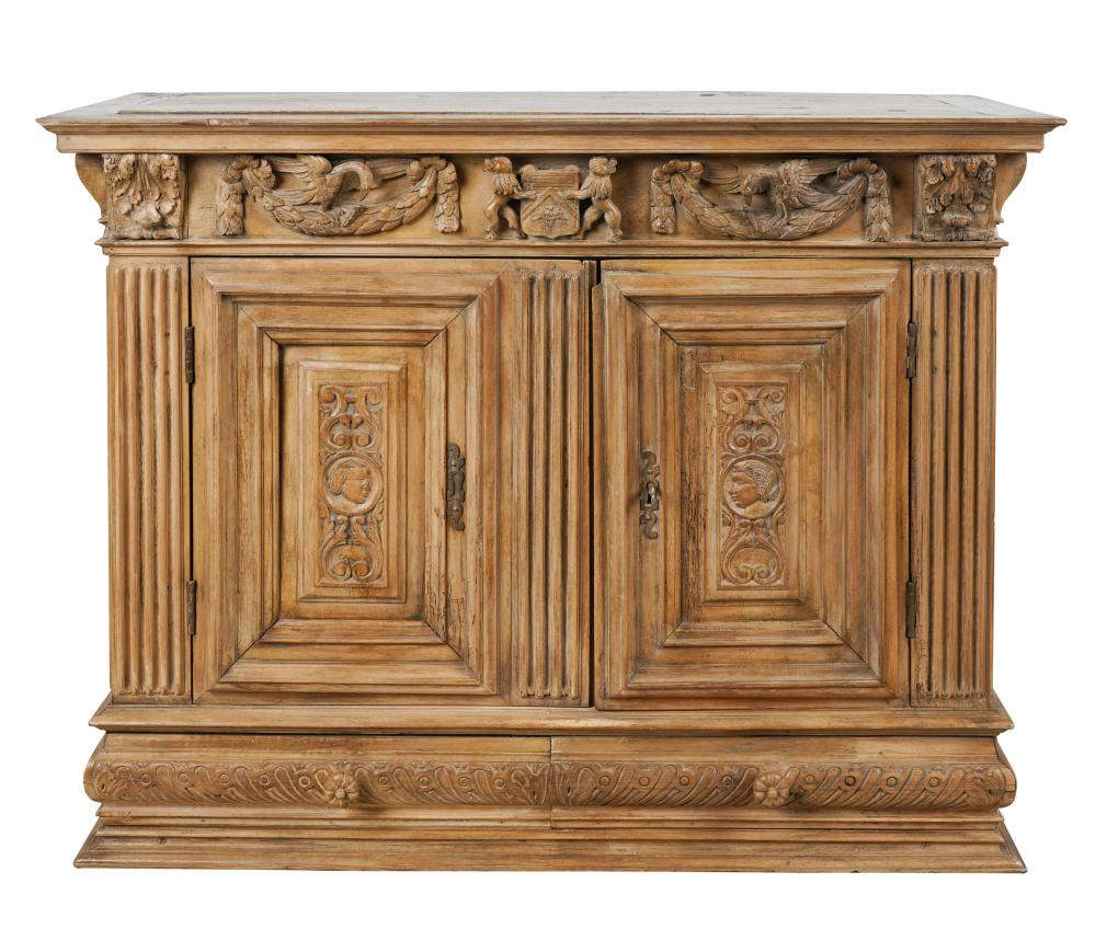 Appraisal: ITALIAN RENAISSANCE-STYLE CARVED WOOD SIDE CABINET th century having a