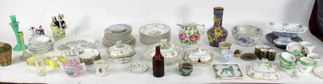 Appraisal: A quantity of ceramics and glass including Staffordshire figures