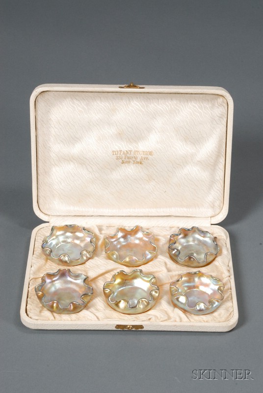 Appraisal: Cased Set of Six Tiffany Favrile Master Salts Glass New