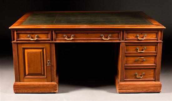 Appraisal: Edwardian mahogany partners desk early th century with gilt tooled