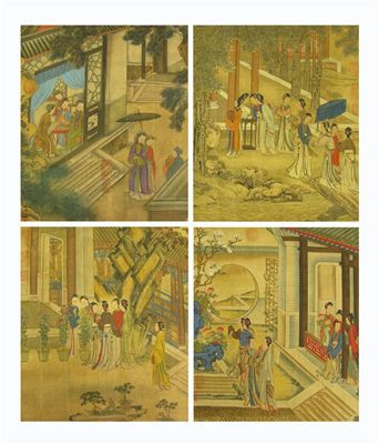 Appraisal: A Chinese scroll painting of the Twelve Beauties of Jinling