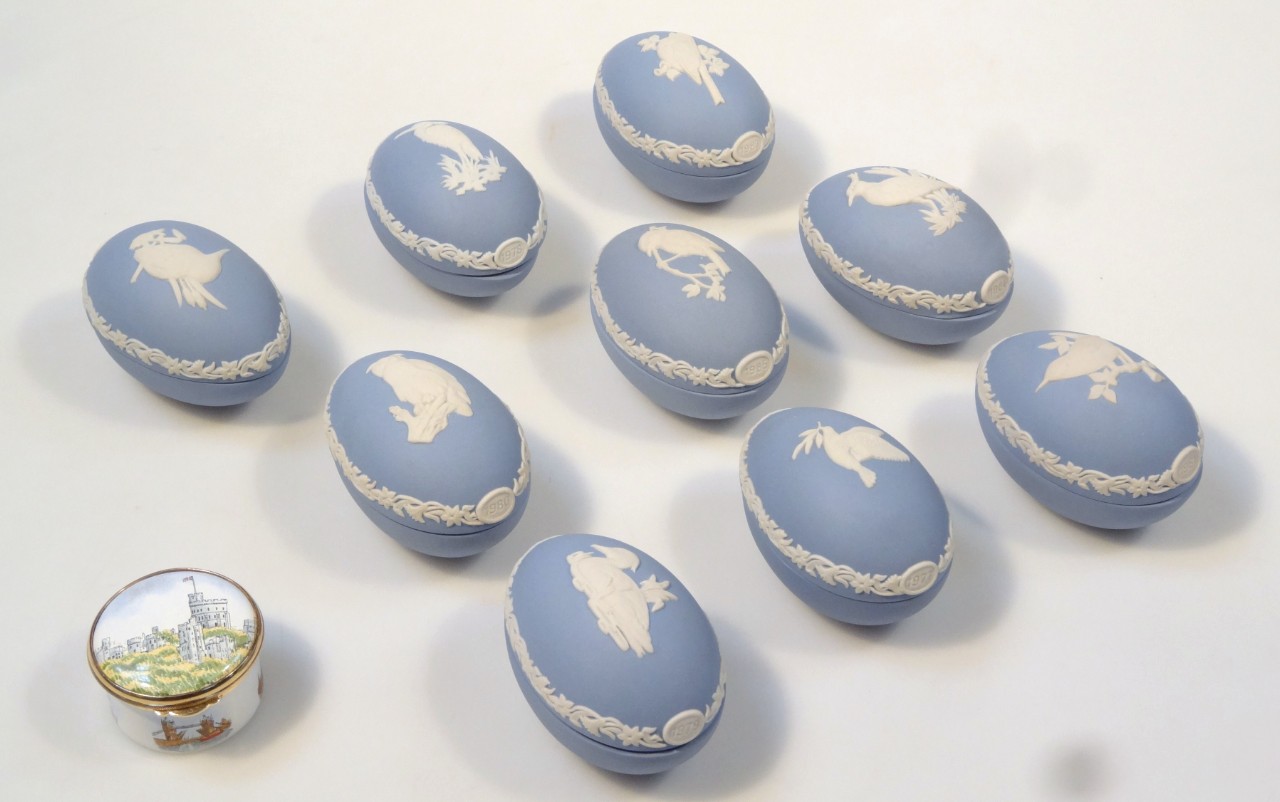 Appraisal: A quantity of Wedgwood Jasperware to include egg shaped boxes