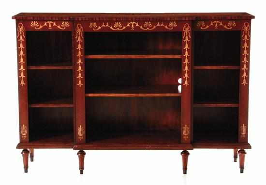 Appraisal: Inlaid satinwood and mahogany bookcase rectangular banded and fan-inlaid top