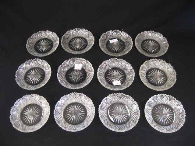 Appraisal: Set of Cut Glass Dessert Dishes strawberry diamond fan ''