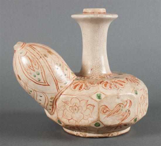 Appraisal: Vietnamese porcelain kendi faceted form with stylized floral and bird