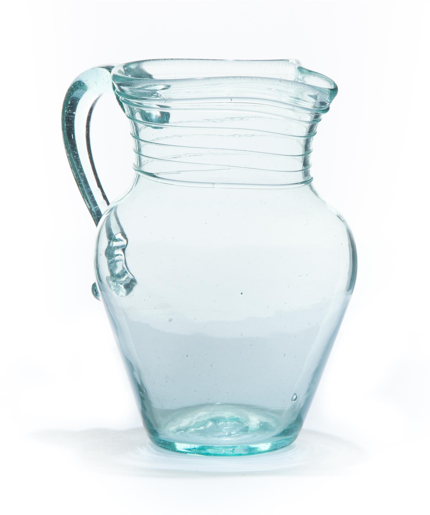 Appraisal: NEW ENGLAND BLOWN AQUA GLASS PITCHER American nd quarter- th