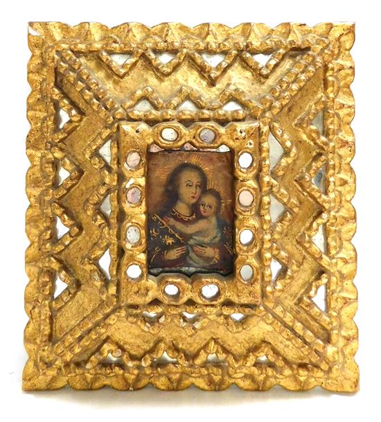 Appraisal: th C Spanish Colonial oil on canvas fragment in Moorish