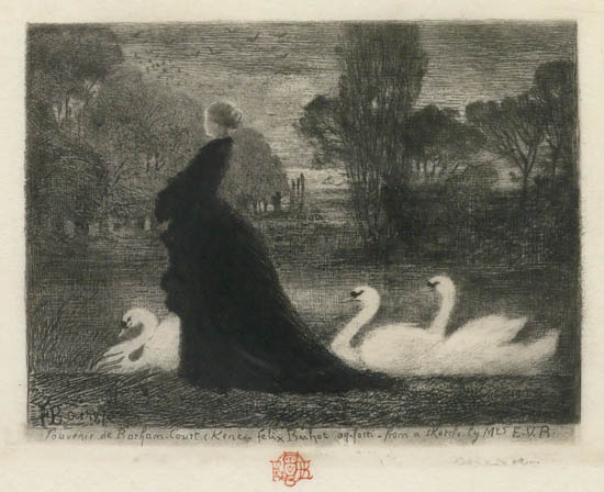 Appraisal: F LIX BUHOT La Dame aux Cygnes Etching aquatint and