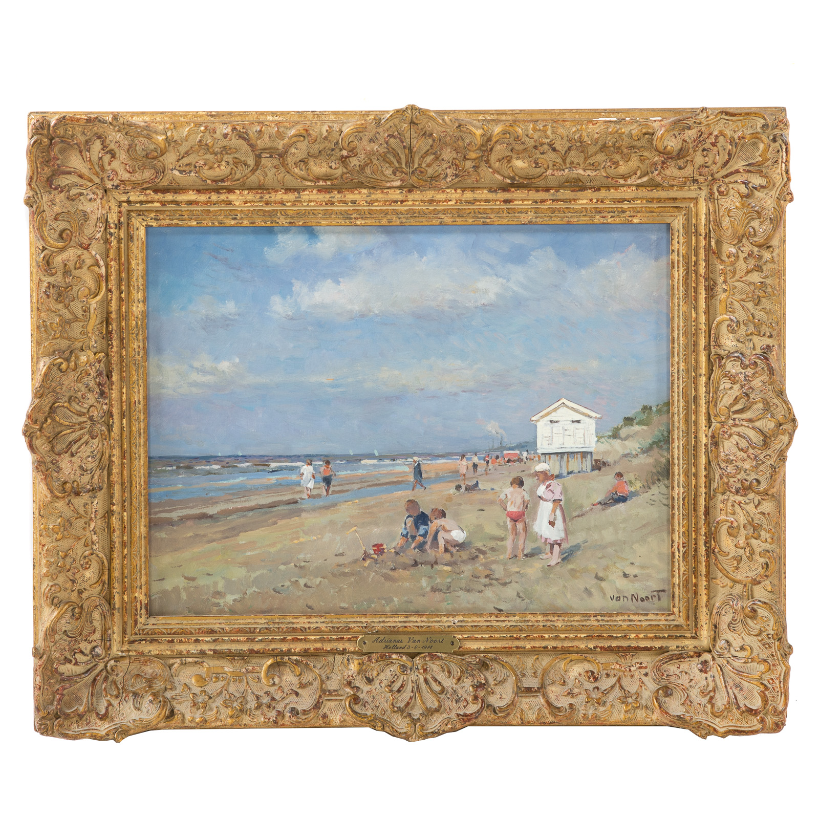 Appraisal: ADRIANUS VAN NOORT BEACH SCENE OIL Dutch - Oil on