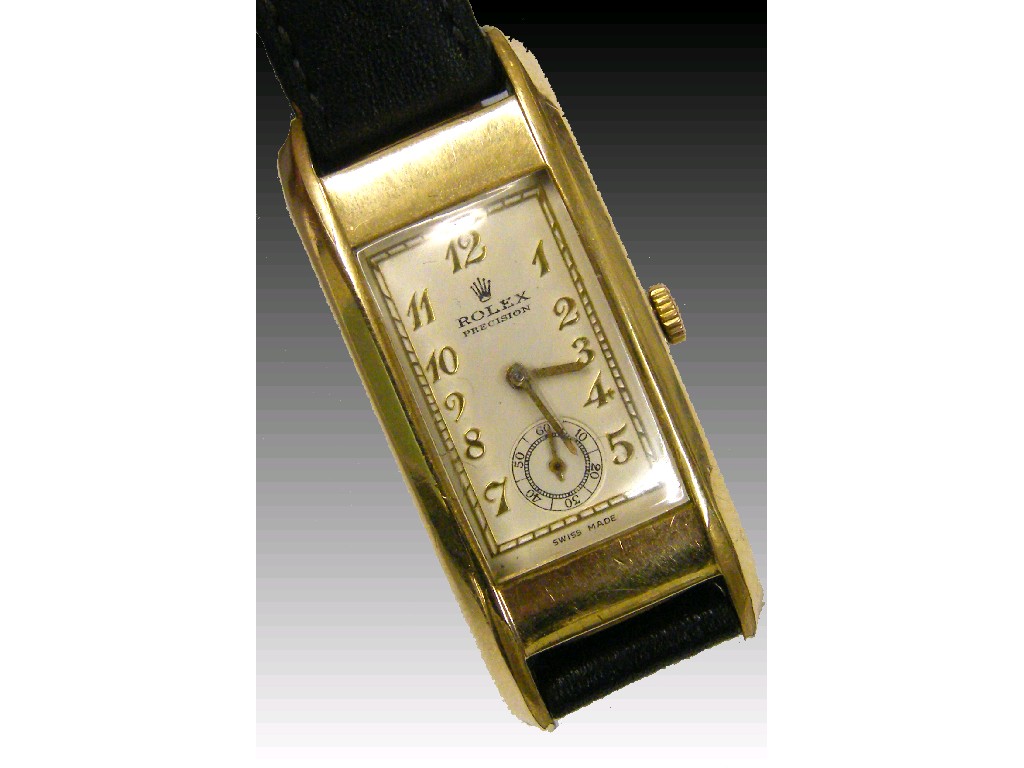 Appraisal: Rolex Precision s k gold filled rectangular gentleman's wristwatch the