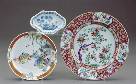 Appraisal: Chinese Export porcelain plate dish and spoon rest late th