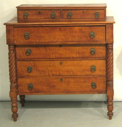 Appraisal: Early th C late Federal chest figured maple stepback top