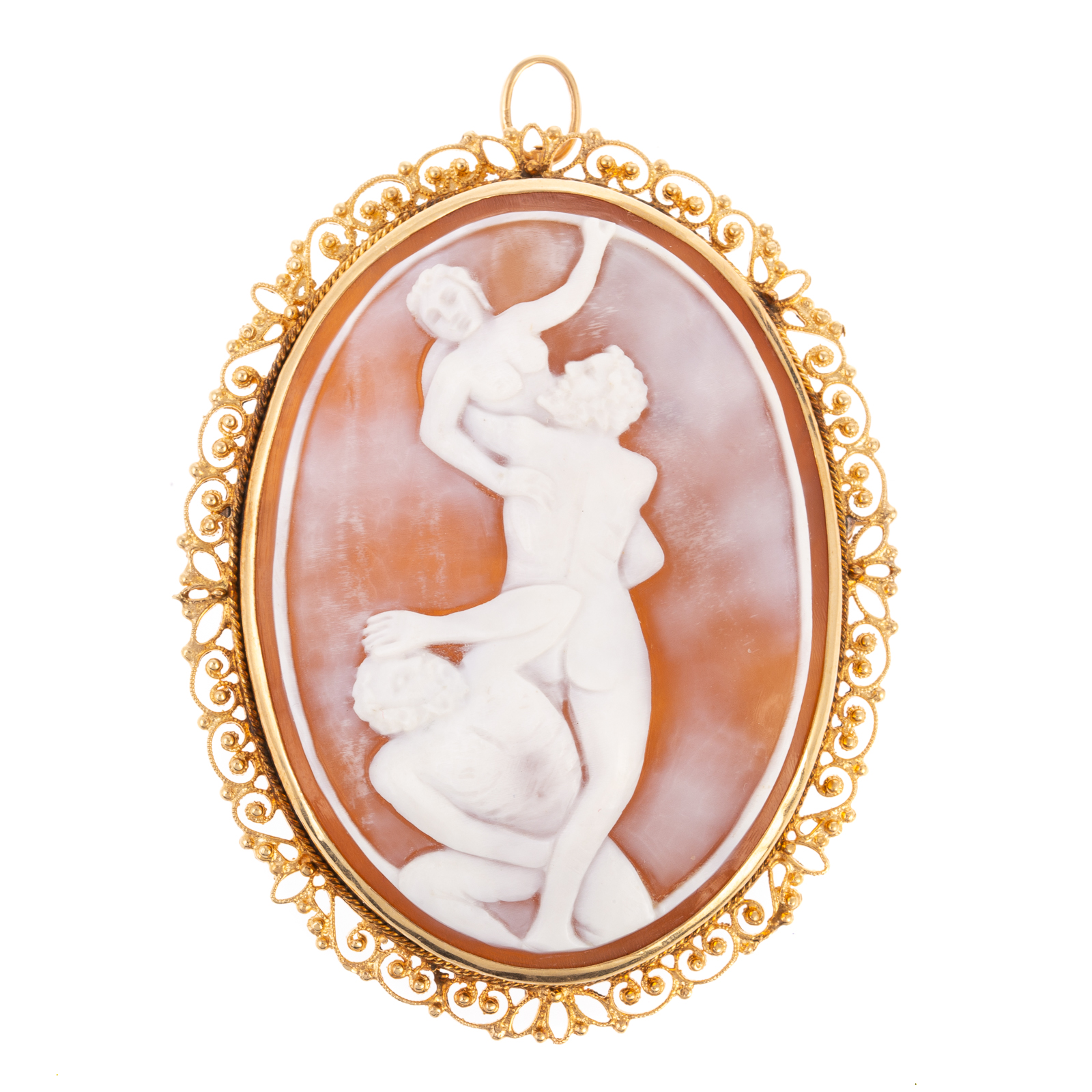 Appraisal: A LARGE HARDSTONE CARVED CAMEO K FRAME K yellow gold