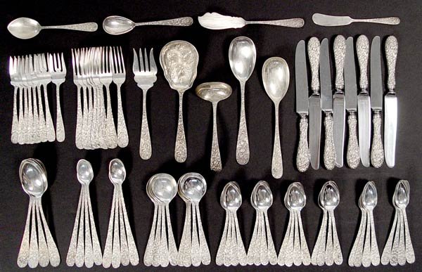 Appraisal: STIEFF ROSE STERLING FLATWARE SET FOR pieces to include dinner