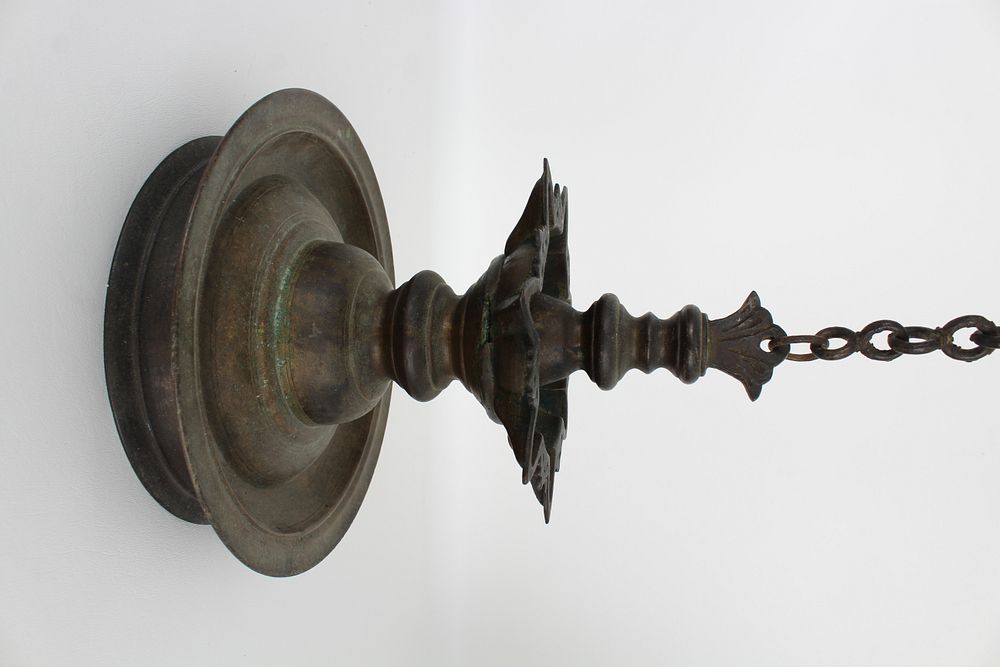 Appraisal: Antique Bronze Judaica Lamp Antique Bronze Judaica Lamp Height inches