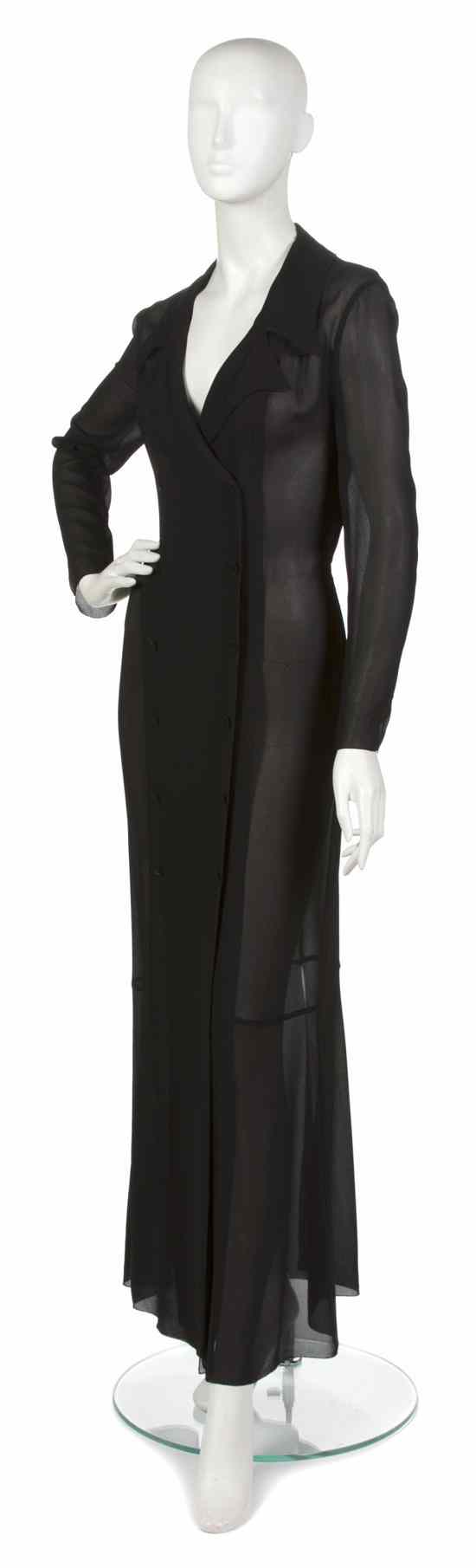 Appraisal: A Chanel Black Silk Crepe Evening Jacket full length sheer