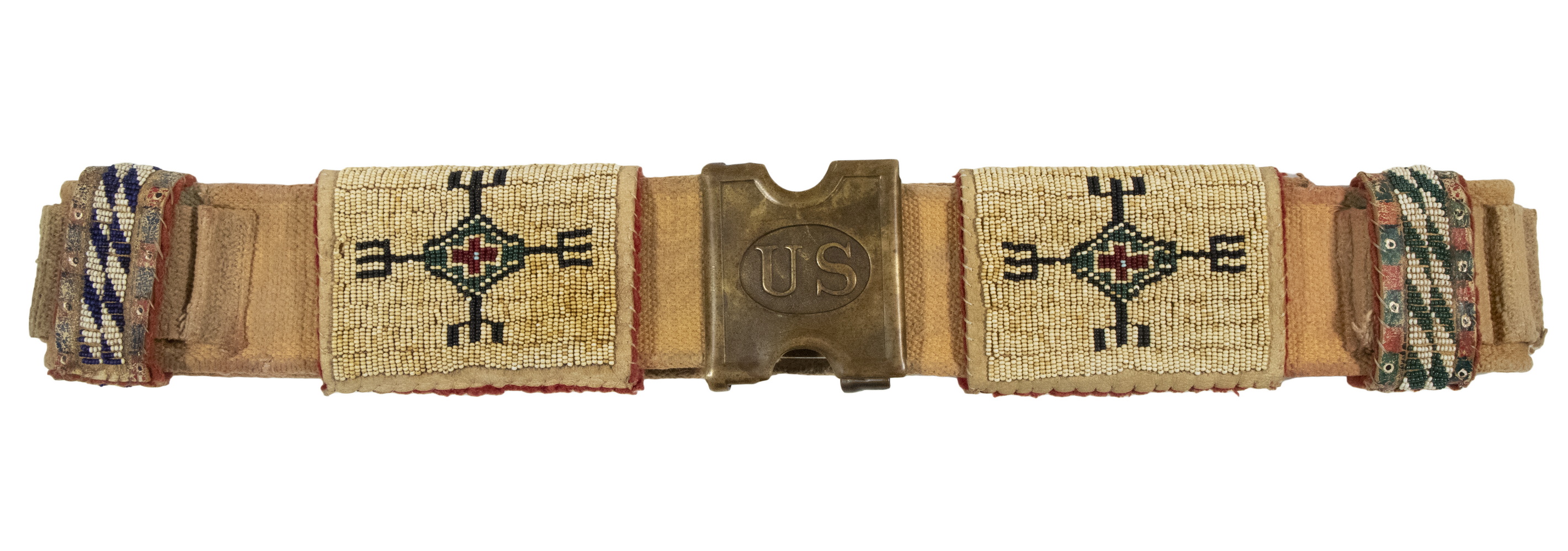 Appraisal: METCALF ARMY BELT WITH ORIGINAL US BRASS BUCKLE FOUR EARLY