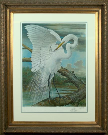 Appraisal: Basil Ede American b American Egret limited edition offset chromolithograph