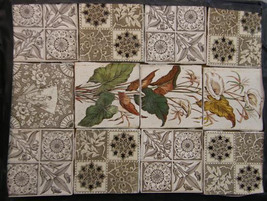 Appraisal: Victorian floral tile panel of twelve tiles the centre three