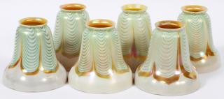 Appraisal: STEUBEN AURENE GLASS SHADES SIX STEUBEN AURENE GLASS SHADES SIX