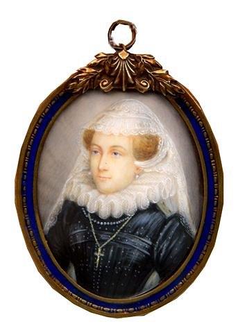 Appraisal: AN OVAL MINIATURE PORTRAIT probably on ivory of an Elizabethan