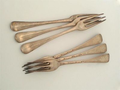 Appraisal: A set of six George I Hanoverian three-prong dessert forks