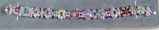 Appraisal: K White Gold Ladies Gemstone Slide Bracelet grams total K