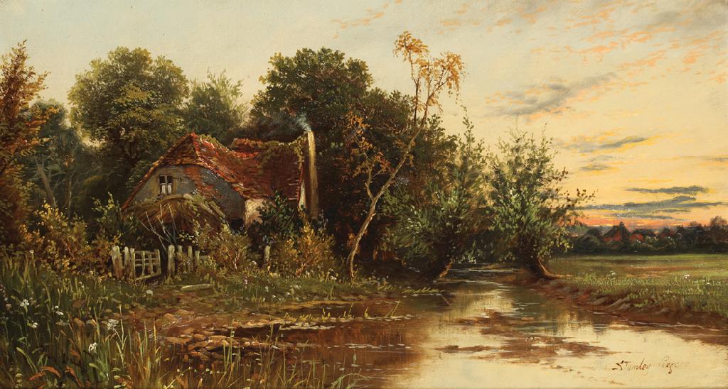 Appraisal: STANLEY ROGERS A river landscape with a cottage on the