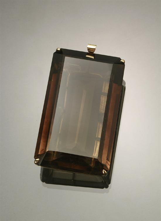 Appraisal: Retro -Karat Yellow-Gold and Smoky Quartz Pendant Brooch Circa Set