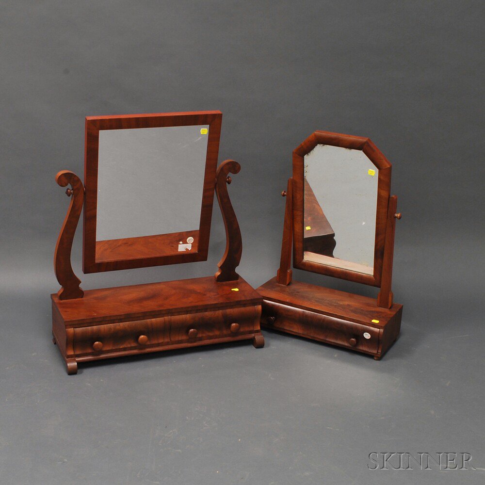 Appraisal: Two Empire Mahogany and Mahogany Veneer Dressing Mirrors America early